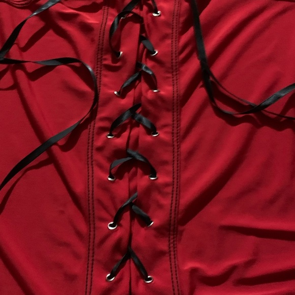 Red “Corset” Ribboned Blouse - Picture 2 of 3